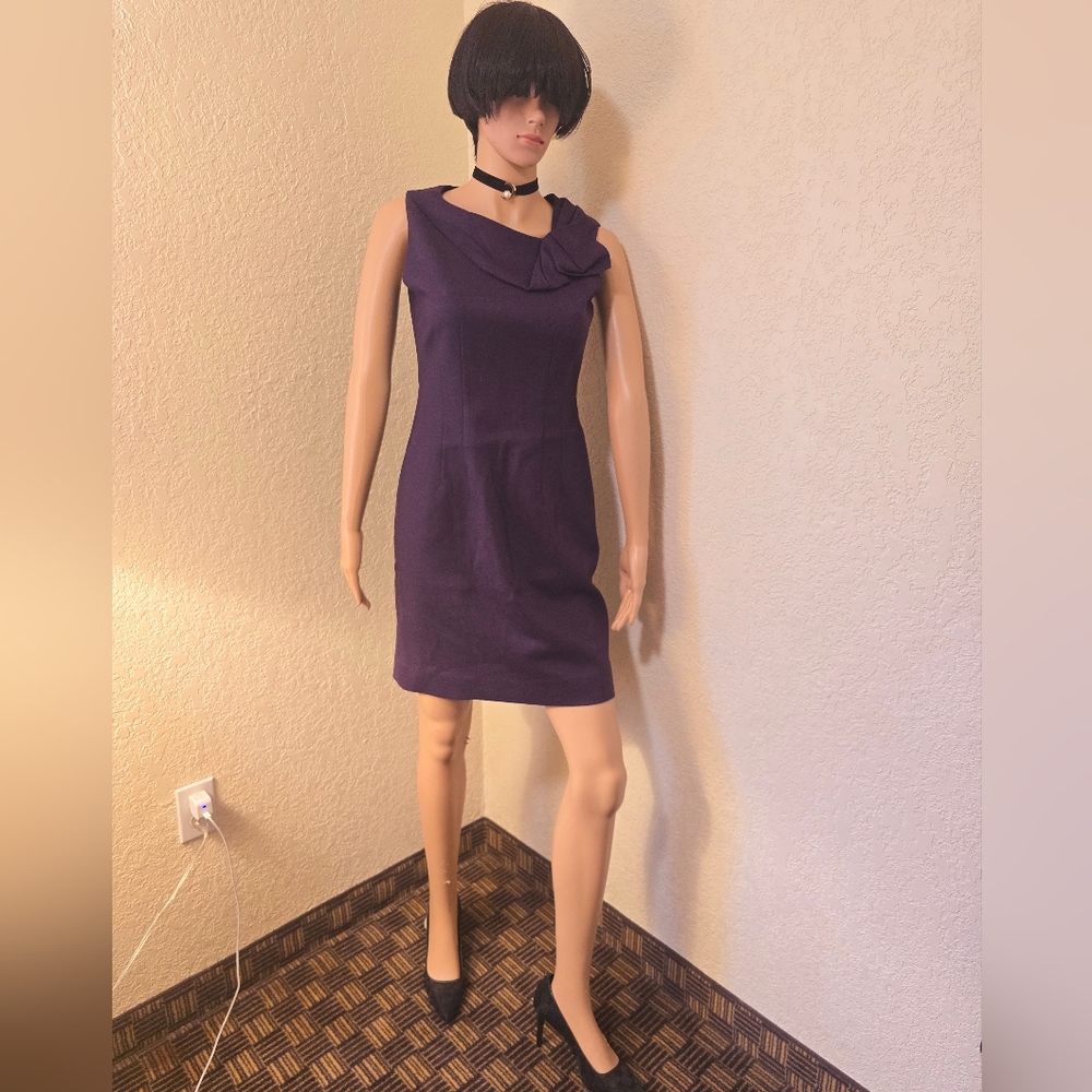 Elie Tahari Purpple Sleeveless Cowl Neck Mini Dress